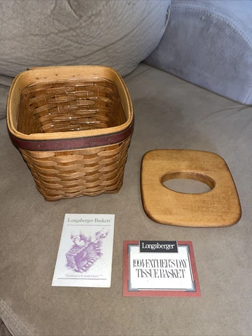 longaberger basket 1994 fathers day tissue with prot and lid 6.25" Cover