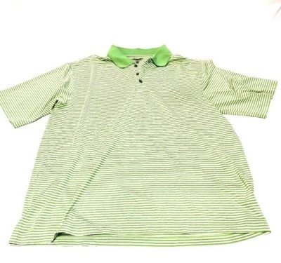 Pebble Beach Green Striped Short Sleeved Collared Golf Shirt Men Size XL - Image 1 of 3