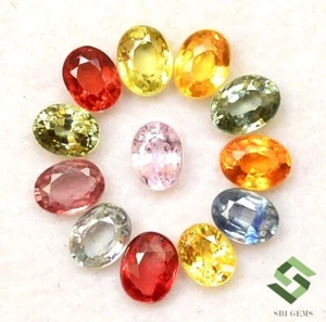 Natural Multi Sapphire Oval Cut 4x3 mm Lot 12 Pcs 3.15 CTS Calibrated Loose Gems - Picture 1 of 5