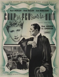 "COUP DE FEU DANS LA NUIT" Affiche originale entoilée Mary MORGAN, Henri ROLLAN  - Picture 1 of 1