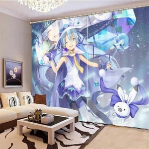 Beautiful Girl Animation 3D Blockout Photo Print Curtain Fabric Curtains Window - Imagen 1 de 10