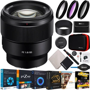 Sony SEL85F18 85mm F1.8 Medium Telephoto Prime E-mount Lens Pro Accessory Bundle - Picture 1 of 9