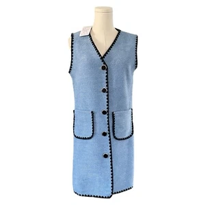 NWT Old Money Sweater Vest Dress Womens Sz S Blue Button Preppy School Girl Twee - Picture 1 of 9