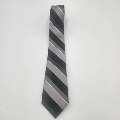 Corbata delgada Ben Sherman 100 % seda rayas diagonales negra gris 2,5" de ancho 57" de largo Foto 1 de 4