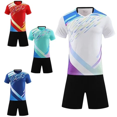 Kids Boys Outfit Team Set Sports Suit Tracksuit Contrast Color Training V Neck - Image 1 of 3