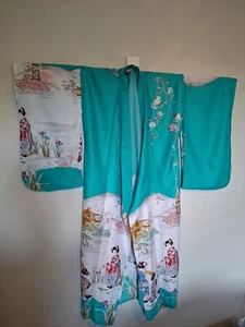 Genuine Kimono Japan Wedding Dressing Gown Robe Wall Dec. Colorful One Size Long - Picture 1 of 23