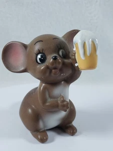 Vintage 1960's Josef Original Little Mouse Village Mouse Holding a Mug of Beer - Picture 1 of 9