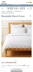NEW Serena & Lily Brookside Duvet, F/Q, Sky (retail $428) - Picture 1 of 6
