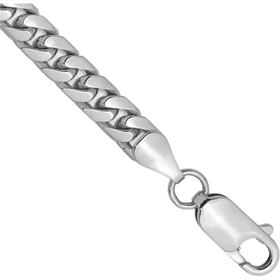 14K Solid White Gold 5mm Miami Cuban Curb Link Chain Bracelet - Image 1 of 4