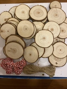 Natural Wood Slices 30 pcs 2.5”-3” Wood Circles for Crafts,Natural Wood - Picture 1 of 18