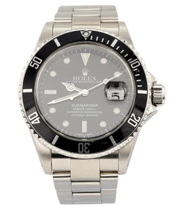 Herren Rolex Submariner Edelstahl Uhr mit schwarzem Zifferblatt & Lünette Datum Sub 16610 - Bild 1 von 8