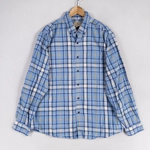 L.L.Bean Shirt Mens Large Blue Plaid Button Down Flannel Cotton Classic Casual - Picture 1 of 8