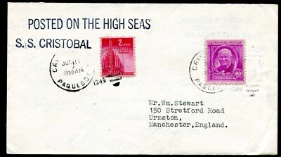 PANAMÁ: (14204) S.S. CRISTOBAL PAQUEBOT CANCELAR/CUBRIR 1949 Foto 1 de 3