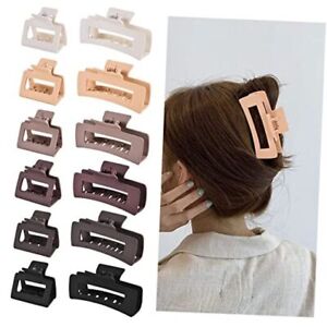 12 Pcs Rectangle Clips, Accessories for Women and Girls, Including 6 Neutral