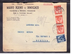 Busta Commerciale Flecchia Vini Liquori Commestibili Mario Perino 1948 KYA481 - Imagen 1 de 1