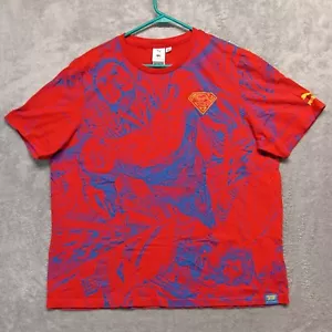 Puma Justice League DC Comics Superman Logo Red w/Blue Graphic T-shirt Men XL - Picture 1 of 20