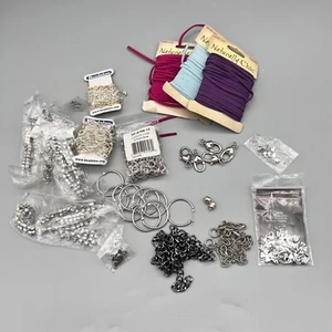 Lot of Various Jewelry Making Pieces Chains Links Suede Chord Snaps Parts Etc - Picture 1 of 17