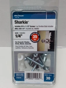 Hillman 1/4 pulg. Anclaje de pared Sharkie 30 piezas - 376478 - NUEVO - Imagen 1 de 5