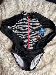 Costume da bagno SPEEDO Granatina manica lunga pezzo unico zip davanti taglia M nero bianco - Foto 1 di 10