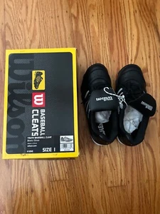 Wilson Youth Baseball Cleats Size 1, Black/Silver, new with box - Picture 1 of 4
