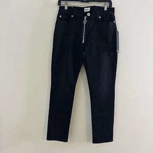 Hudson Jeans Black Riley Crop Straight Jeans Zipper Front Moto Size 26 NWT - Imagen 1 de 12