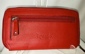 Tignanello Red Leather Zip Around Large Wallet Very Roomy Inside New Old Stock - Picture 1 of 6