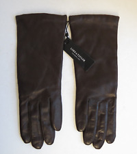 Lord & Taylor Womens Brown Leather 100% Cashmere Lined Winter Gloves Size 7 NWT