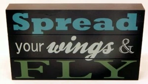 SPREAD YOUR WINGS AND FLY WOOD WORD ART SIGN BRAND NEW FREE SHIPPING - Picture 1 of 2