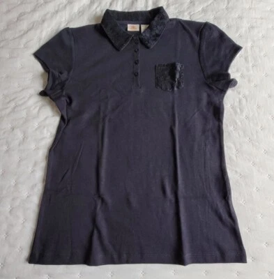 NWOT Dockers Girls/Womens Navy Blue Polo Shirt With Lace Collar & PocketSz 16/18 - Image 1 of 4