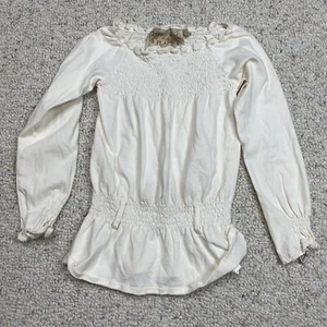 Childrens Place Girls Top sz S White Crew Neck Long Sleeve Stretch Empire Waist - Picture 1 of 13