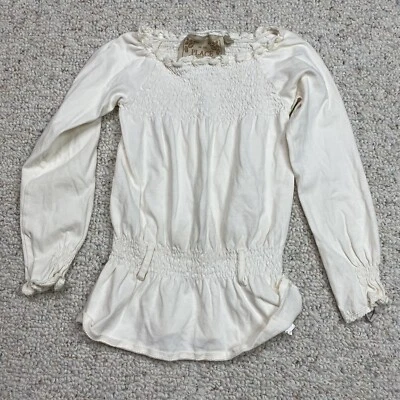 Childrens Place Girls Top sz S White Crew Neck Long Sleeve Stretch Empire Waist - Image 1 of 4