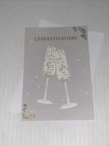 Hallmark Wedding/Congratulations Blank Card: Silver Bubbling Champagne Toast - Picture 1 of 7