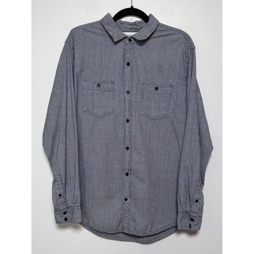 Vtg Horny Toad Navy Gingham Organic Cotton Button-Down Size Large Sustainable - Image 1 of 4