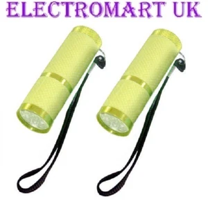 2 X 9 LED ULTRA BRIGHT GLOW IN THE DARK YELLOW TORCHES INCLUDING BATTERIES - Picture 1 of 1