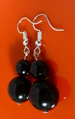 Black Onyx Earrings 12mm Sterling Silver - Image 1 of 2