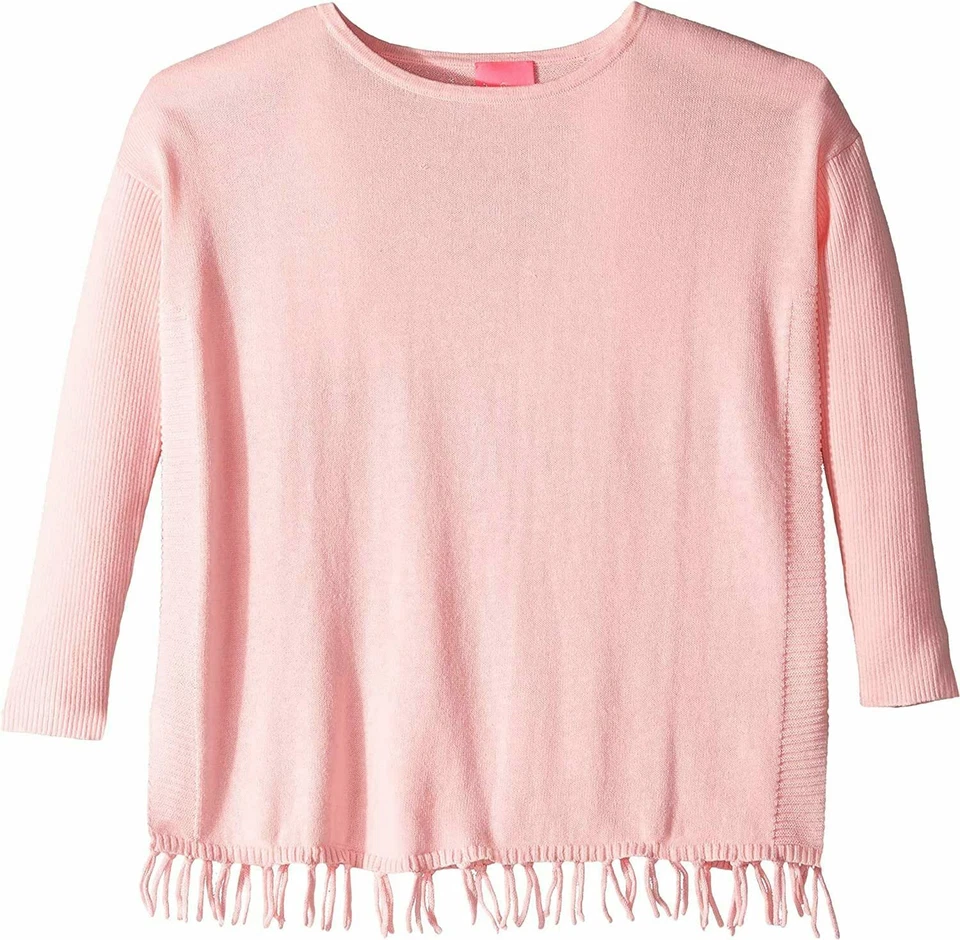 Lilly Pulitzer Girls Sweater Sz L 8 - 10 Mini Ramona Paradise Pink Fringe