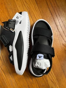 Adidas NWB Mehana Platform Sandals Women’s Size 10 Black And White - Picture 1 of 5