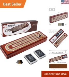 Elegant Wood Cribbage Board Game Set with 2 Decks & 9 Metal Pegs, Travel-Frie... - Picture 1 of 10