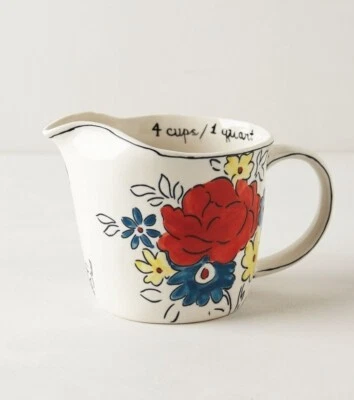 Anthropologie Measuring Cup MOLLY HATCH Pitcher FLOWERPATCH Quart Handle NWT - Image 1 of 4