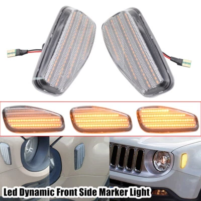 Clear For Jeep Renegade 2014 2015 2016-2021 LED Sequential Side Marker Light - Image 1 of 4