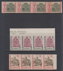 SPAIN 1944 ZARAGOZA PRO SEMINARIO Galvez 5-7, 12-13 TOP VALUE STRIPS OF FOUR MNH - Picture 1 of 2
