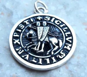 Sterling Silver 925 The Seal of Knights Templar Handmade 3D Pendant - Picture 1 of 7
