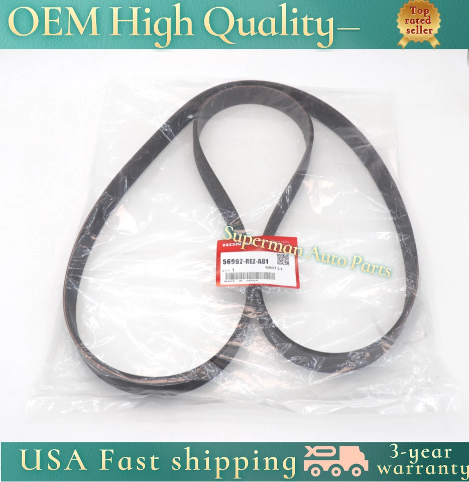 Correia de transmissão Serpentine fabricante de equipamento original 56992-REZ-A01 para 2010-2011 Honda CR-V 2.4L - Imagem 1 de 4