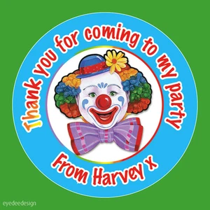 Personalised Clown Party Bag Thank you Birthday Stickers Sweet Cone Cake -567 - Picture 1 of 3