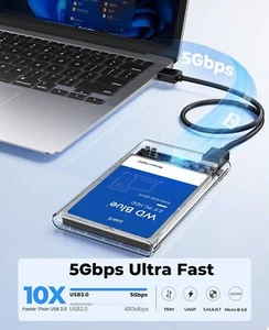 ORICO 2.5'' External Hard Drive Enclosure USB 3.0 to SATA III for 7/9.5mm UASP - Picture 1 of 8