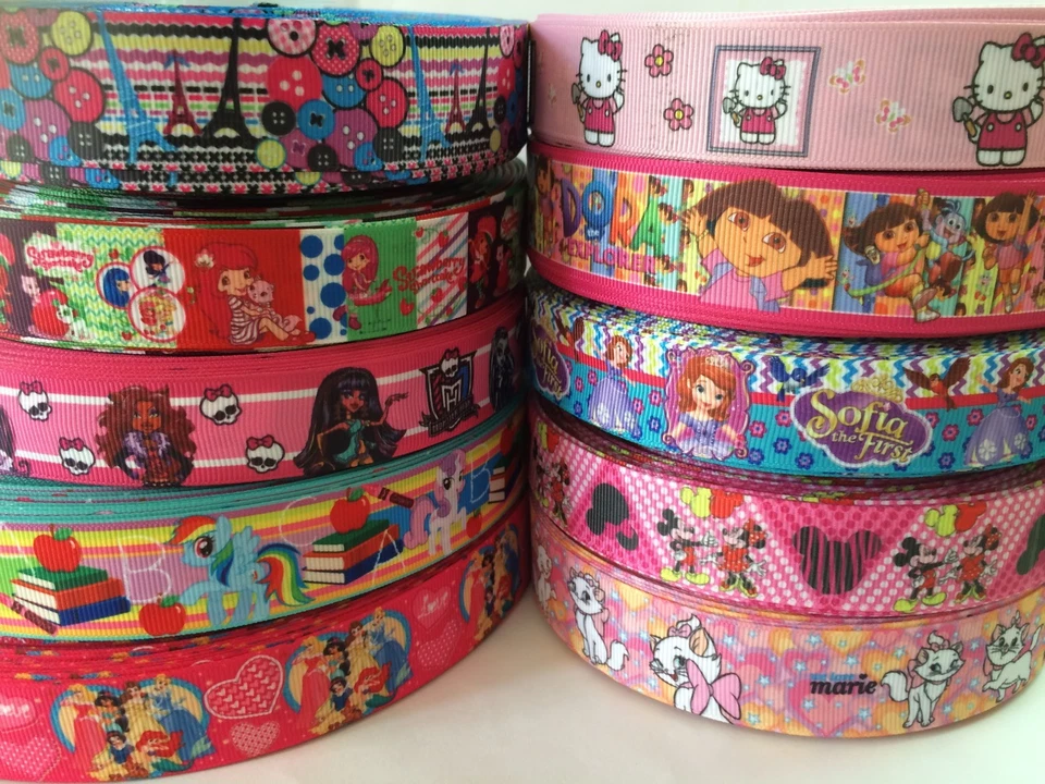 10 Yards 7/8" & 1" Mixed Lot Grosgrain Ribbon Hair Bow Supplies - Image 1 of 1