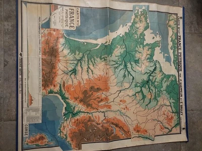 Carte scolaire ancienne Hatier – France Physique Kaeppelin Bruley – vintage - Photo 1/3