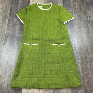 Mini Vestido Valentino Garavani Tweed Verde Para Mujer 42 Talla 6 EE. UU. Manga Corta - Imagen 1 de 24