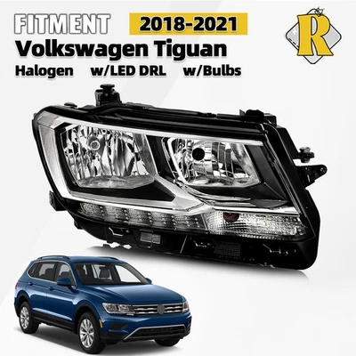For 2018-2021 Volkswagen Tiguan Halogen w/LED DRL Headlight Passenger Side Foto 1 de 4