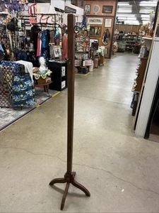 Antique vintage wooden wood Oak Hall Tree Coat Hat Rack brass hooks - Picture 1 of 11